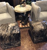 BS Trading 18" Cowhide Pouf