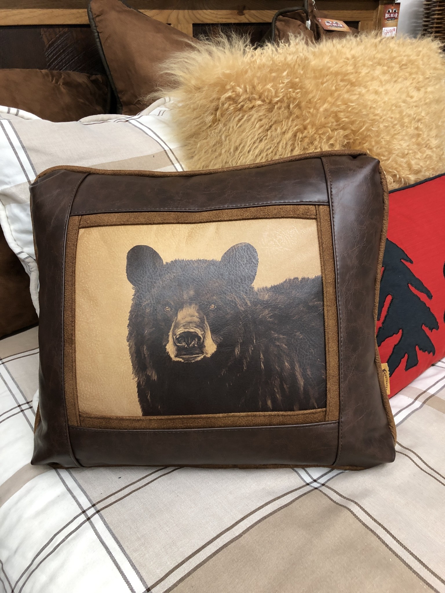 Sweetwater Trading Co Highlands Bear Pillow  (Tan)