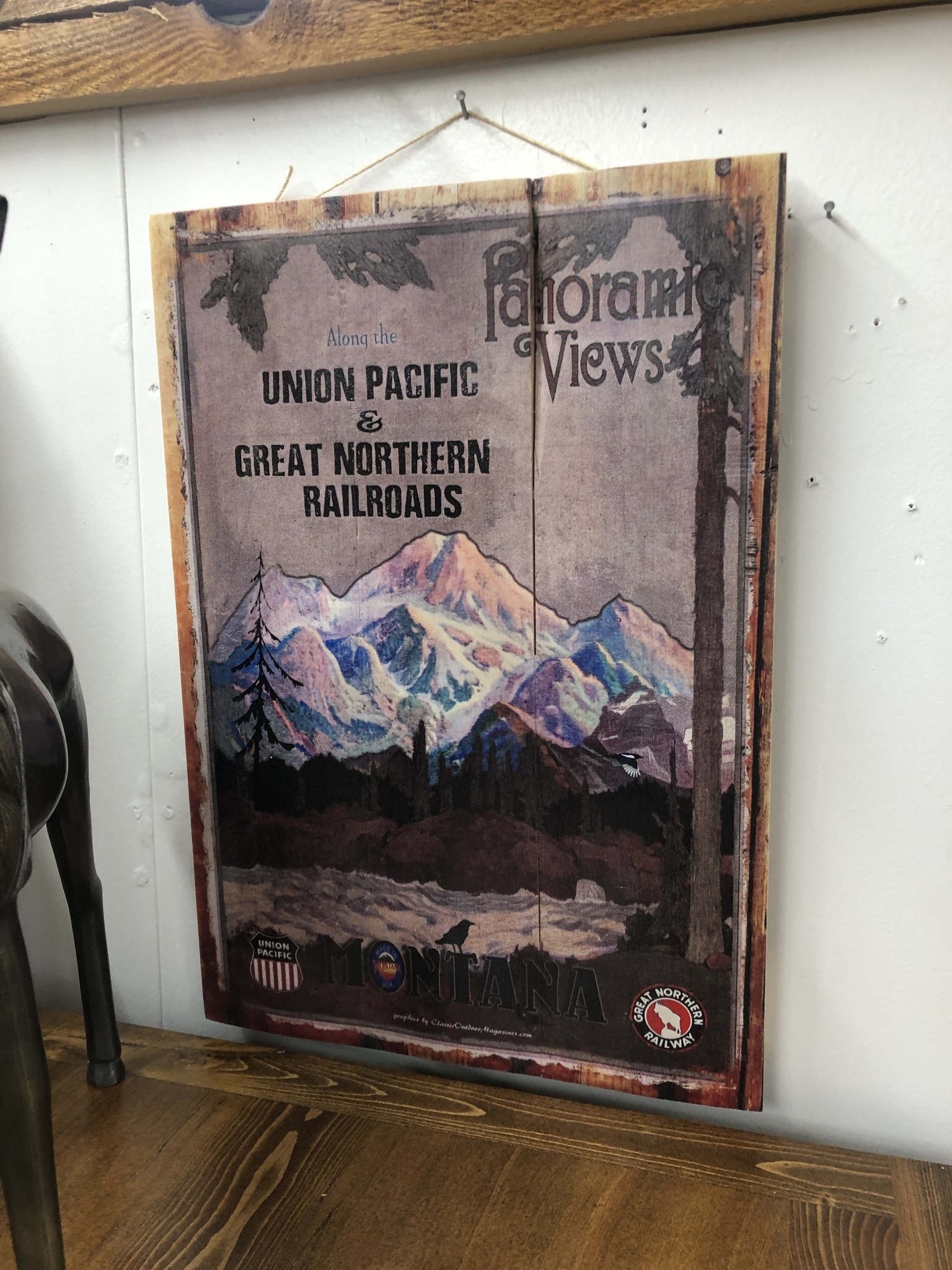 Classic Outdoor Magazines Montana Views 14x20 Wood Sign