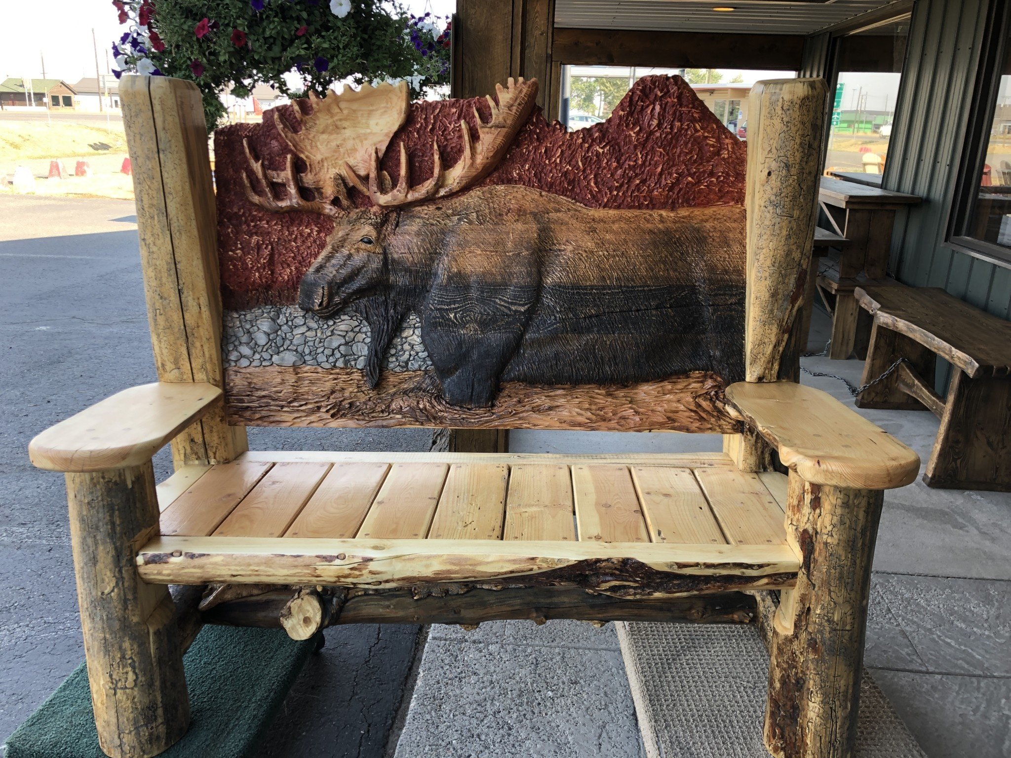 MCE Industries Handcarved Log Bench