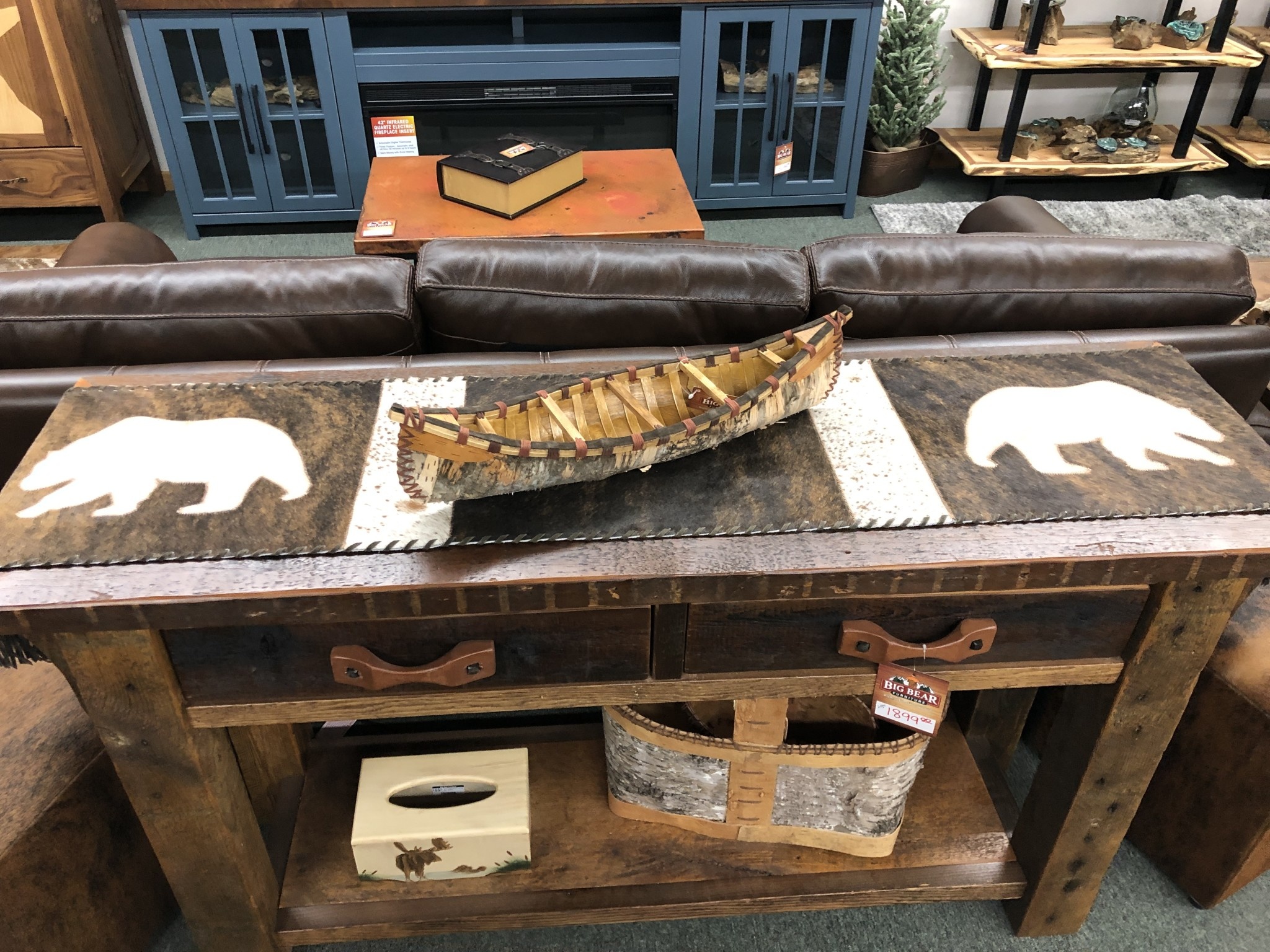 Gaucho Large BEAR Cowhide Table Runner 7' x 14"