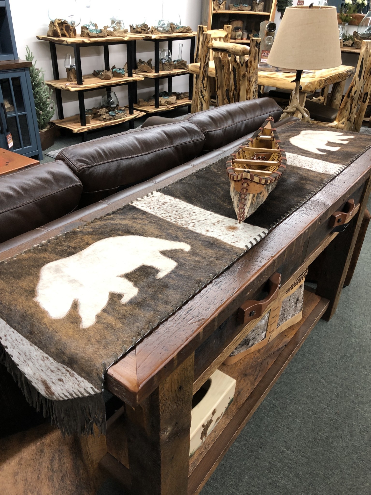 Gaucho Large BEAR Cowhide Table Runner 7' x 14"