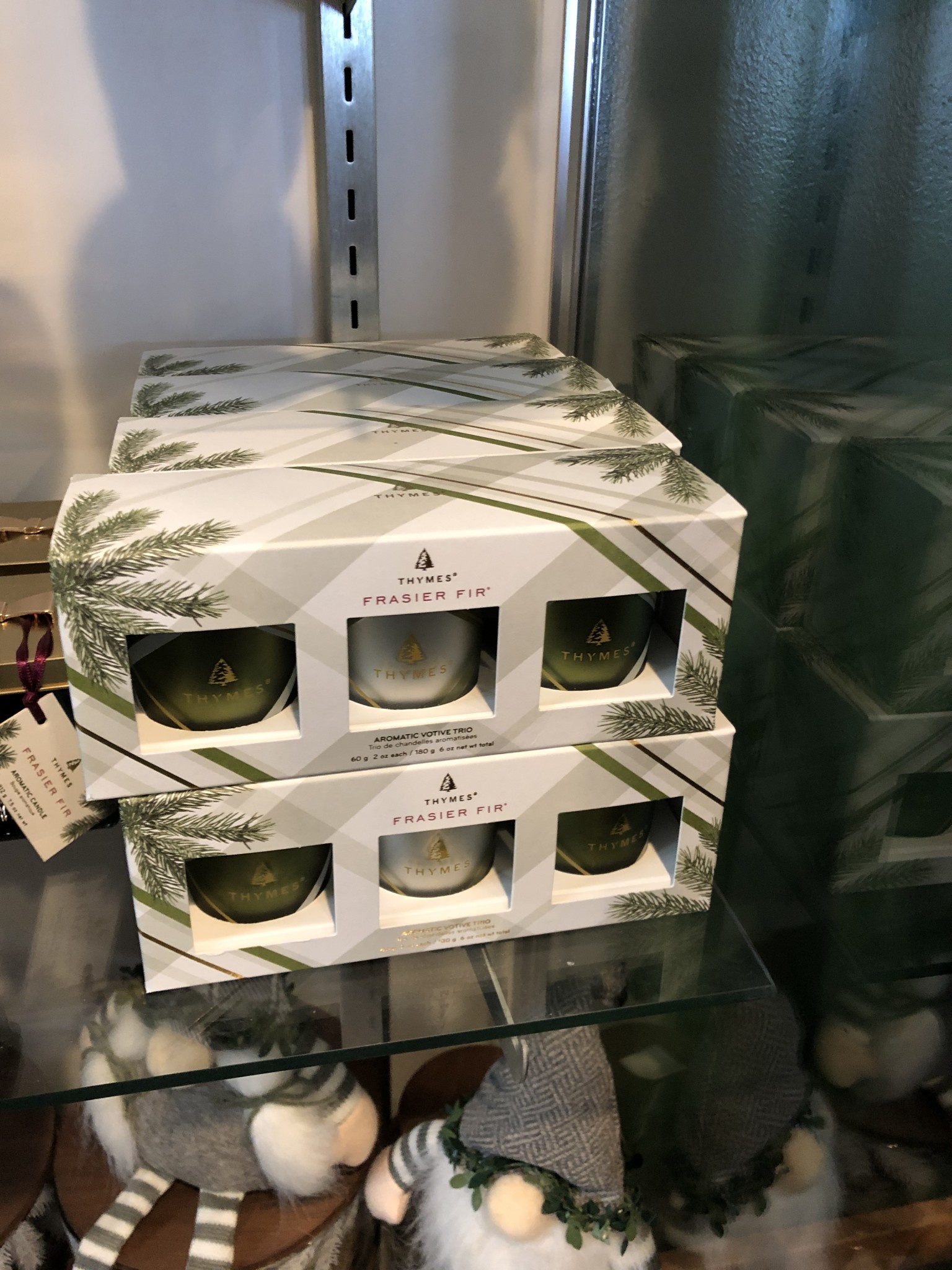 Frasier Fir FF Frosted Plaid Votive Trio Set, 2oz x 3