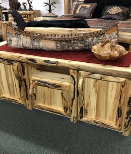 Rustic log Gnarly TV Stand 72"
