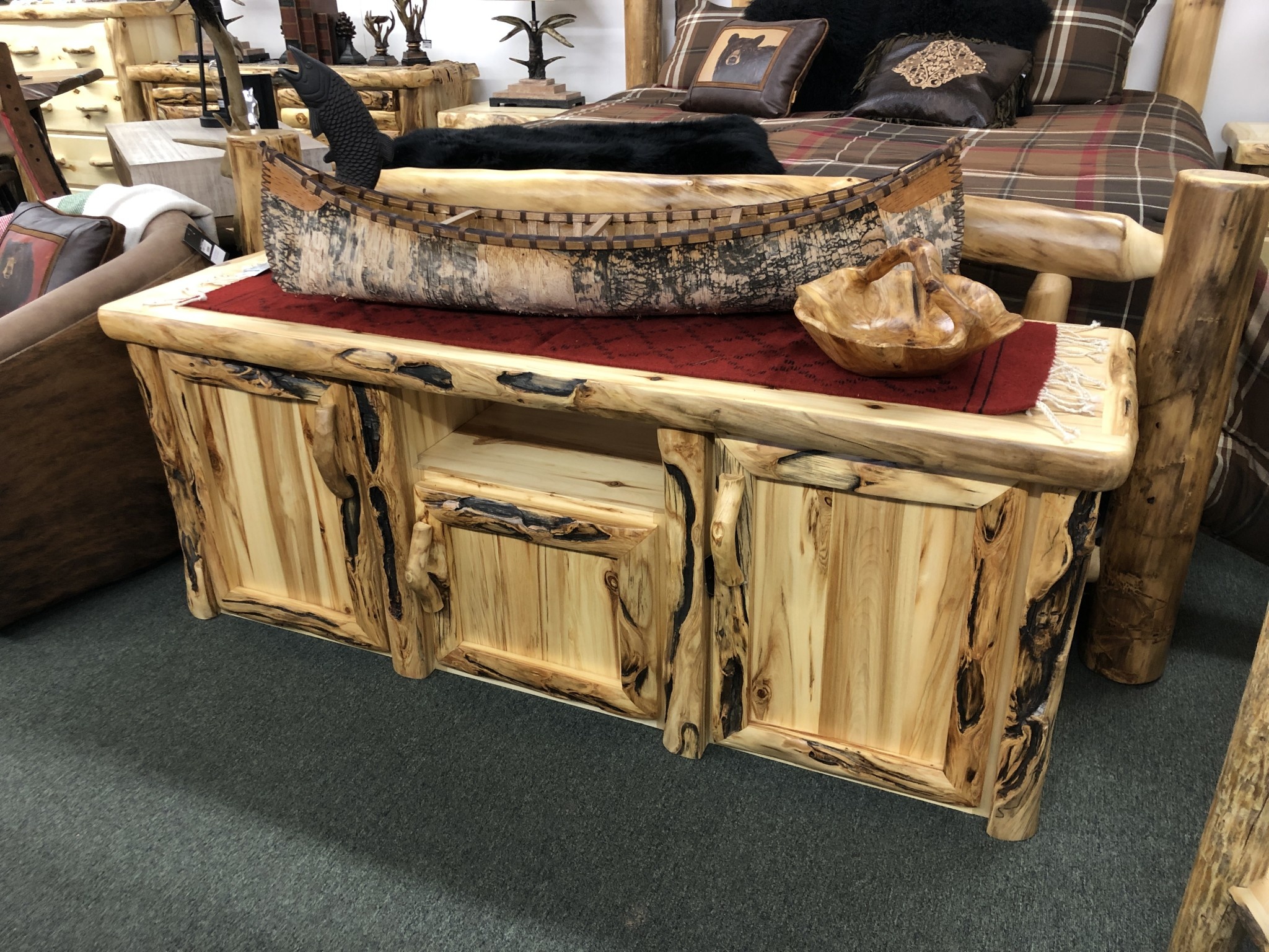 Rustic log Sierra Gnarly TV Stand 72"