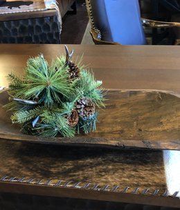 Mexican Country WAXED Wood Bowl 19"x7"