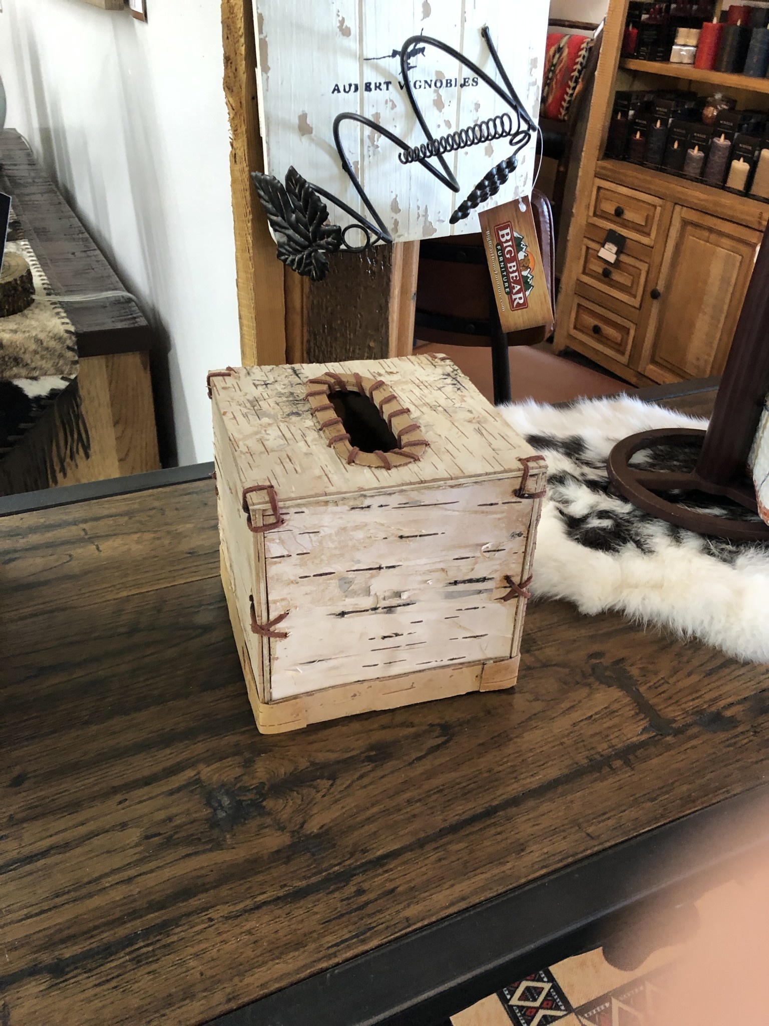 Dalin Enterprises Birch Bark CUBE Kleenex Box 6x6x6