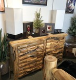 Rustic log Gnarly LOG FRONT 60" 6 Drawer Dresser
