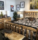 Rustic log Gnarly LOG FRONT 60" 6 Drawer Dresser