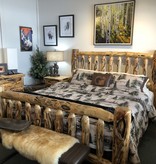 Rustic log Gnarly 1 Dwr/2 Drs w/ LOG FRONT Nightstand-Timberline 29H