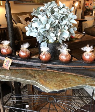 Artisans Tequila Barrel Dbl Stacked Stave Candleholder with Candles - LARGE