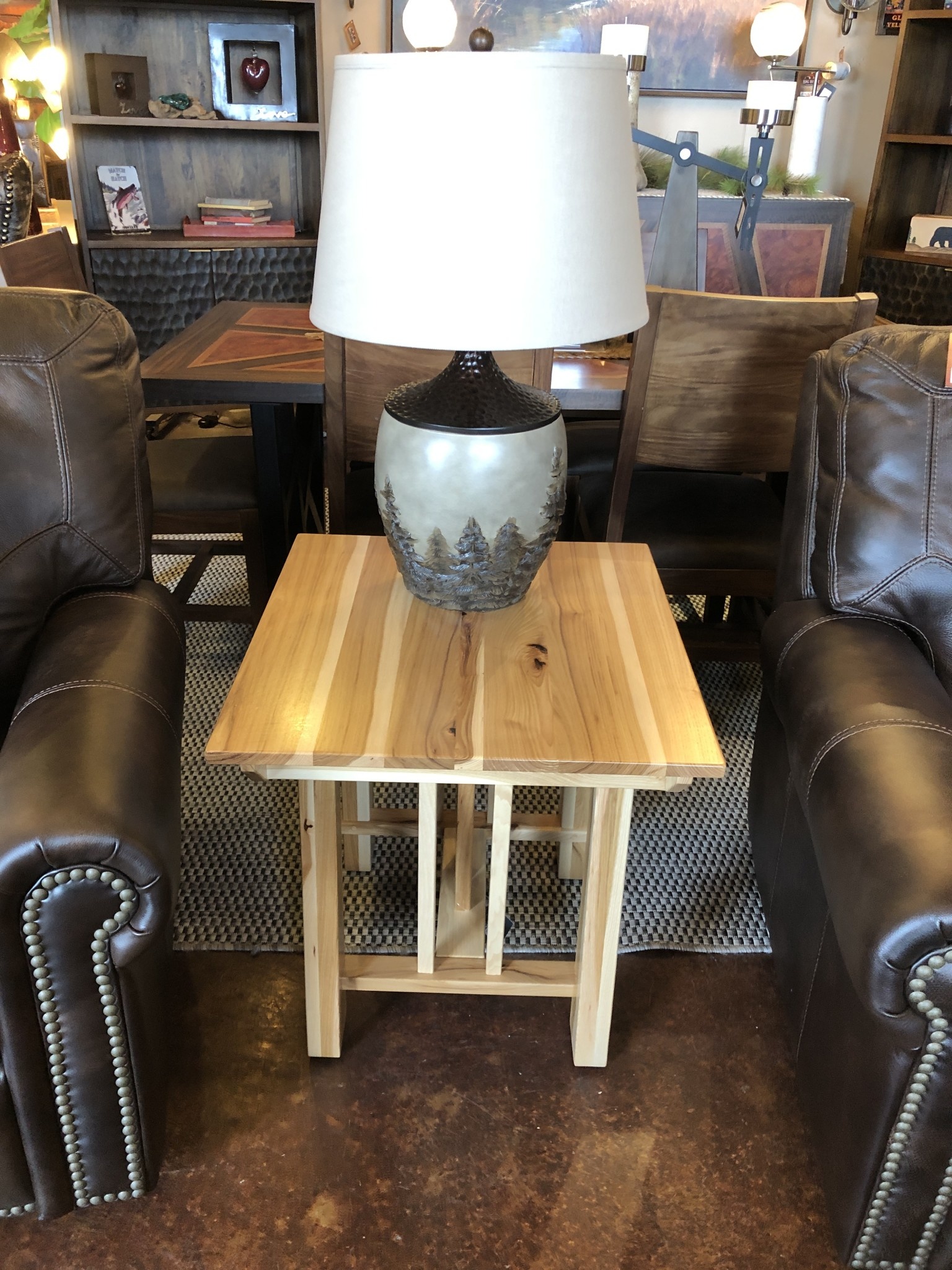 Stone River Grant Trestle HICKORY End Table 24W x 26L x 24H