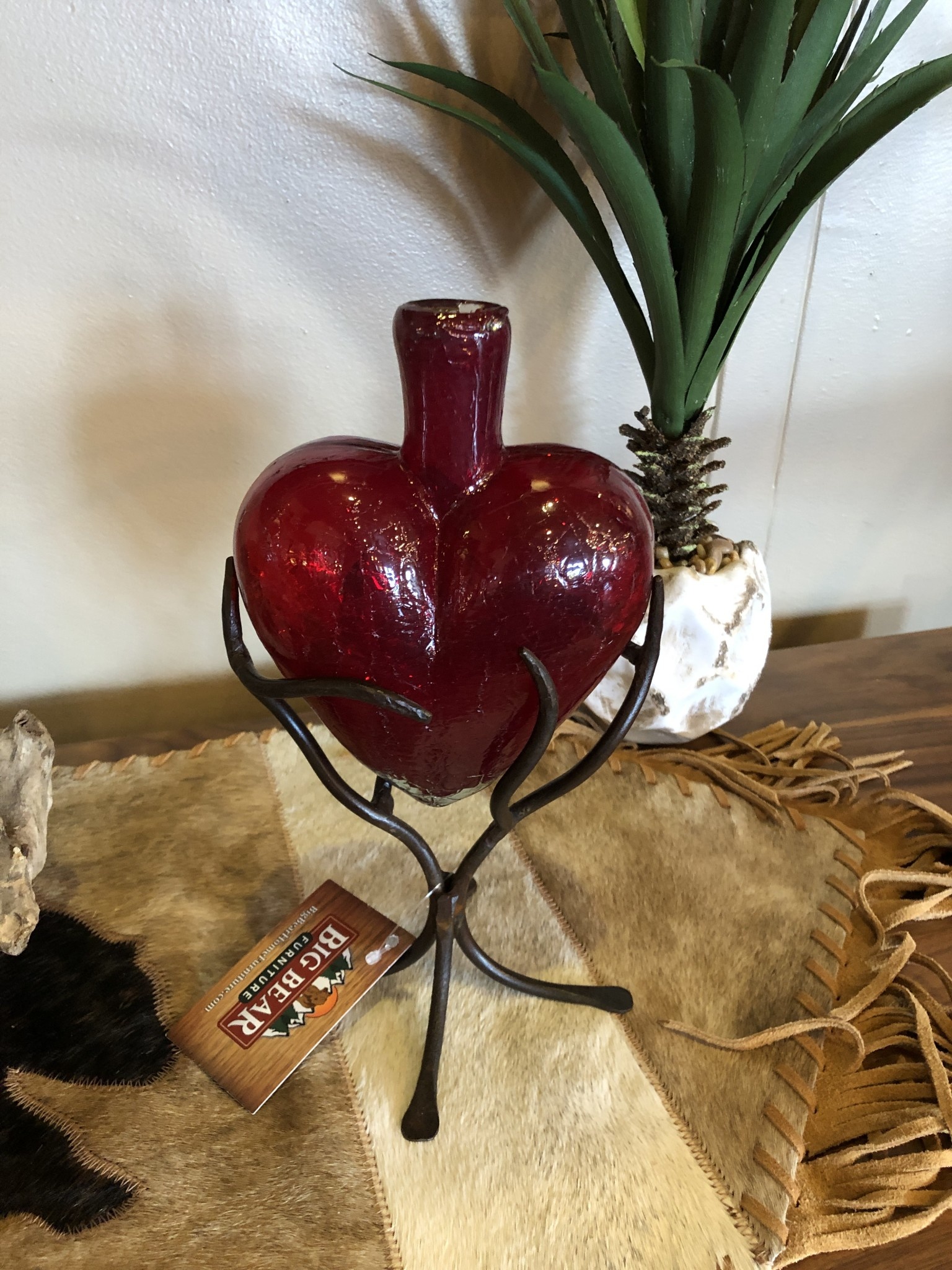 Artisans Glass Heart on Iron Base-SMALL