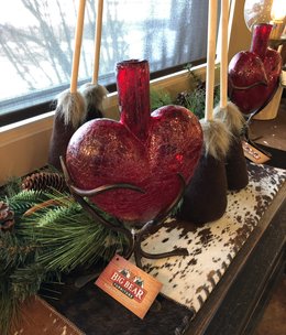Artisans Glass Heart on Iron Base-MEDIUM