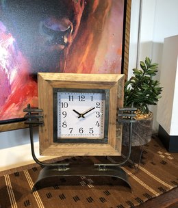Melrose Iron/Wood Clock on Stand-15L x 17.5H