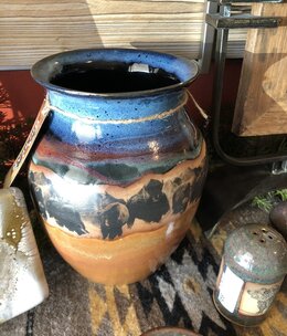 Always Azul Wide Neck Vase 10"Tall