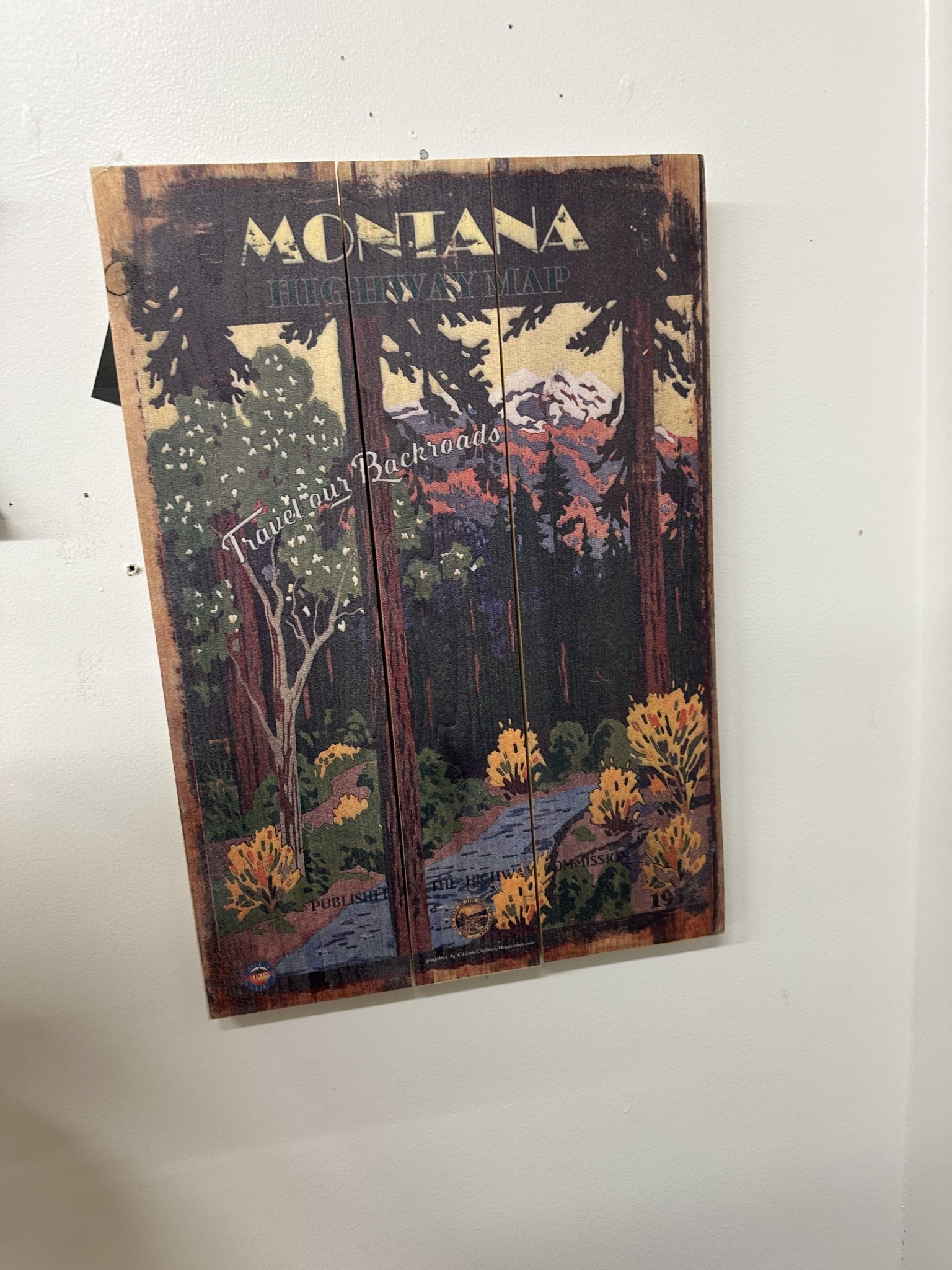Classic Outdoor Magazines #39 1930's MT Map Travel Backroads 14x20 Wood Sign