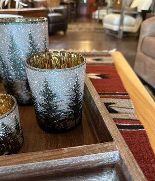 Melrose Winter Pine Trees MEDIUM Candle Holder-5"H