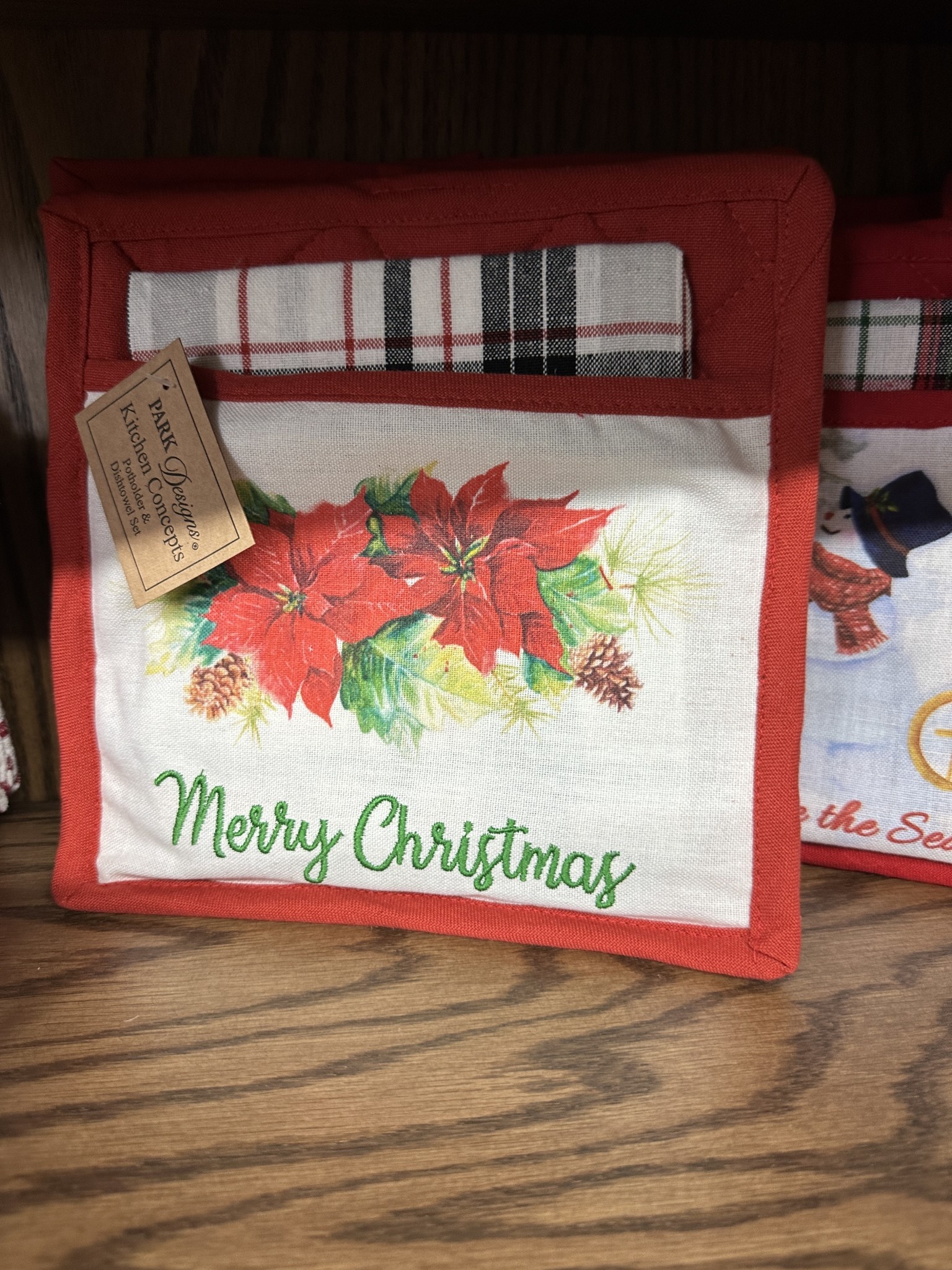 Park Design Poinsettia Pine Pocket Potholder Set