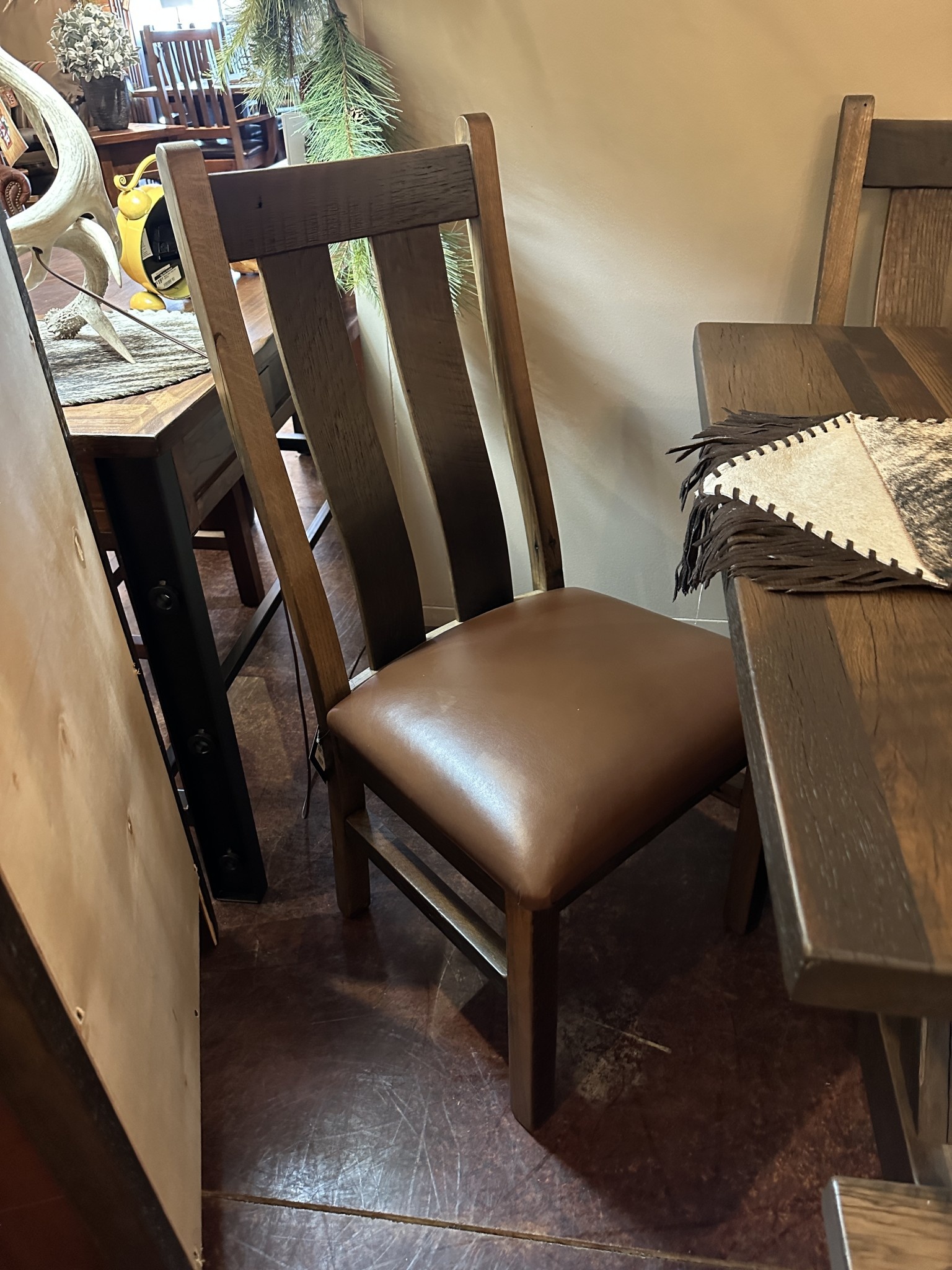 Urban Barnwood Stretford Side Chair w/Leather Seat