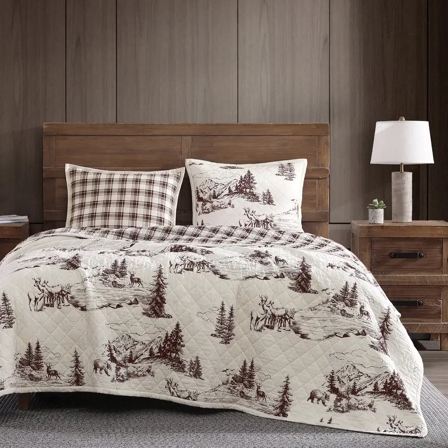 Hiend White Pines 3pc Quilt Set-FULL/QUEEN