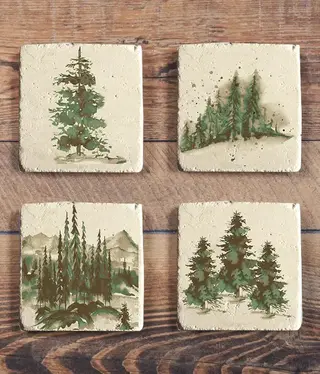 Hiend Joshua Coasters Set of 4 (Pine Trees)