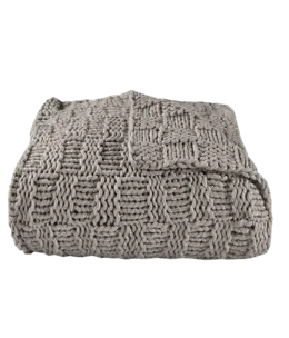 Hiend Knitted Chess Throw-TAUPE-50x60