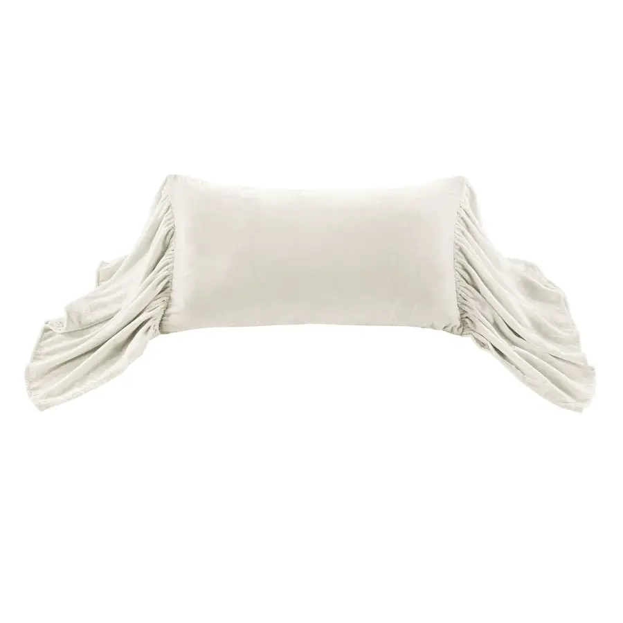 Hiend Stella Long Ruffled Pillow 26x14-Stone