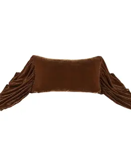 Hiend Stella Velvet Long Ruffled Pillow 26x14-Copper Brown