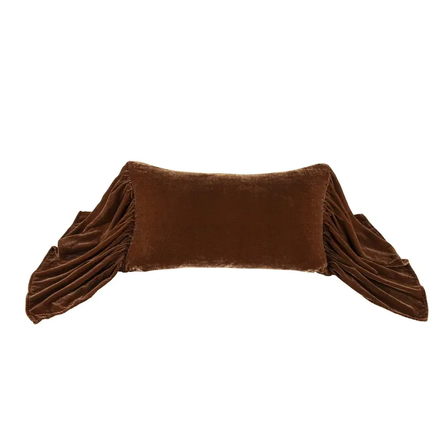 Hiend Stella Long Ruffled Pillow 26x14-Copper Brown