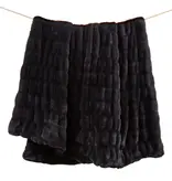 Hiend Ruched Rabbit Throw 50x80-BLACK