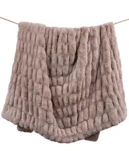 Hiend Ruched Rabbit Throw 50x60-BLUSH
