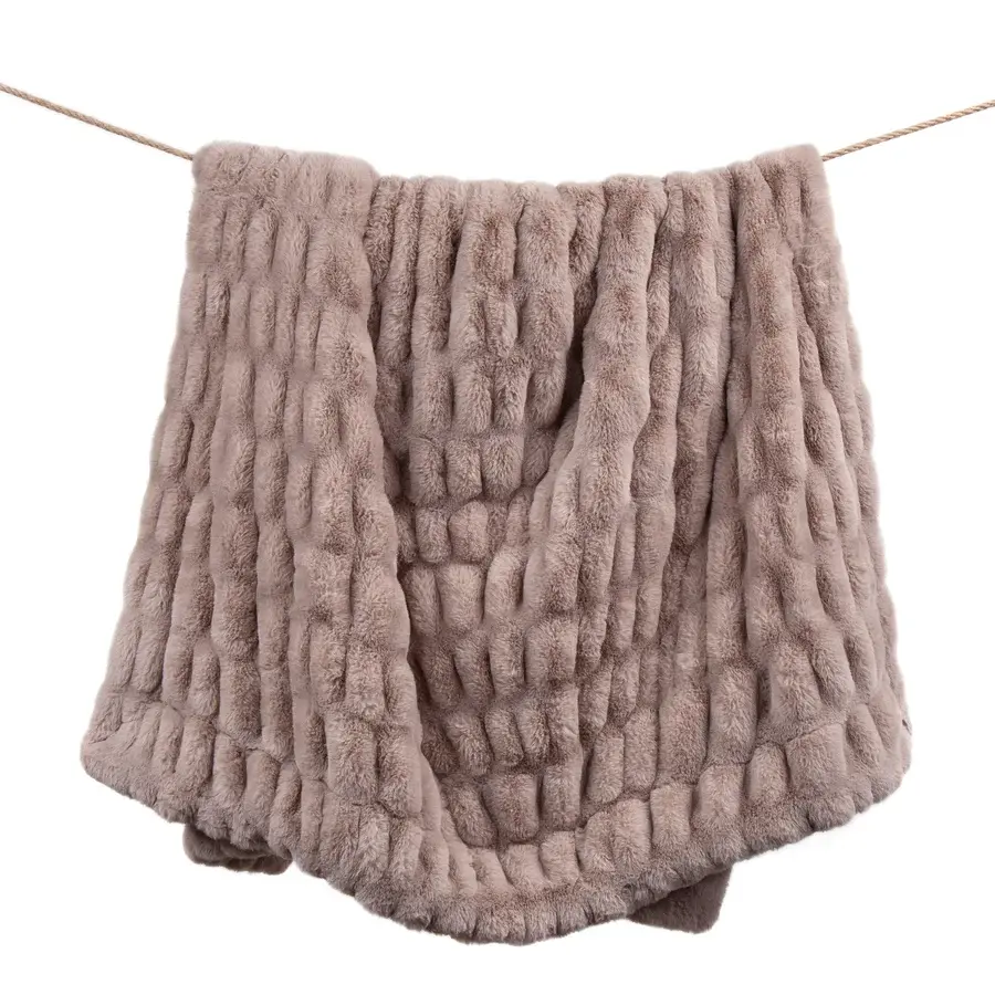 Hiend Ruched Rabbit Throw 50x60-BLUSH