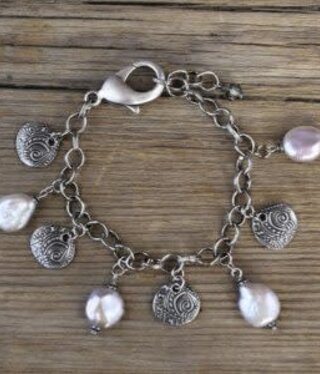 cool water jewelry BC103-182 Sanctuary Pearl/Charm Bracelet***