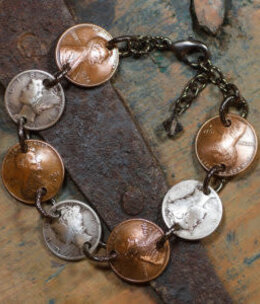 cool water jewelry BC71 Bracelet:  American Heritage Penny/Dime***