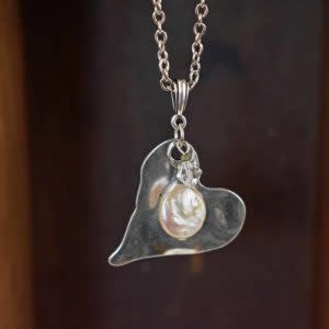 cool water jewelry NC253 Necklace:  Sanctuary Hammered Heart****