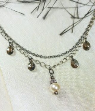 cool water jewelry NC325-165 Vintage Pearl 2 Tier Pearl Necklace