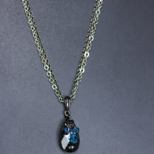 cool water jewelry NC372-114 Necklace: Azure Breeze Dbl Chain Teardrop Pendant****
