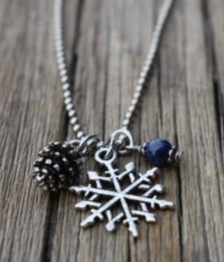 cool water jewelry NC499-179 Necklace: Great Outdoor Snowflake, Pinecone,& Lapis Bead cool water jewelry NC499-179 Necklace: Great Outdoor Snowflake, Pinecone,& Lapis Bead