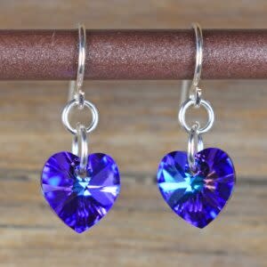 cool water jewelry EW232-117 Earrings: Heliotrope  Purple Heart Wire