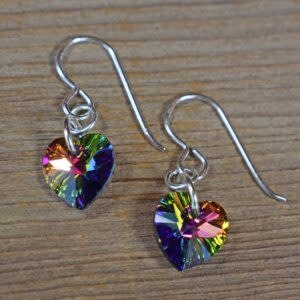 cool water jewelry EW232-70 Vitrail Swarovski Heart Earrings