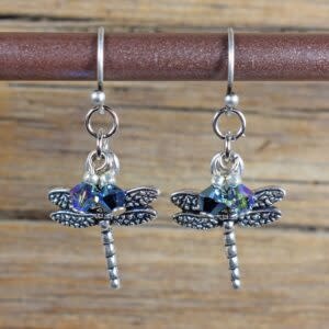 cool water jewelry EW318-129 Water Dance Shimmer Skimmer-Dragonfly Earrings