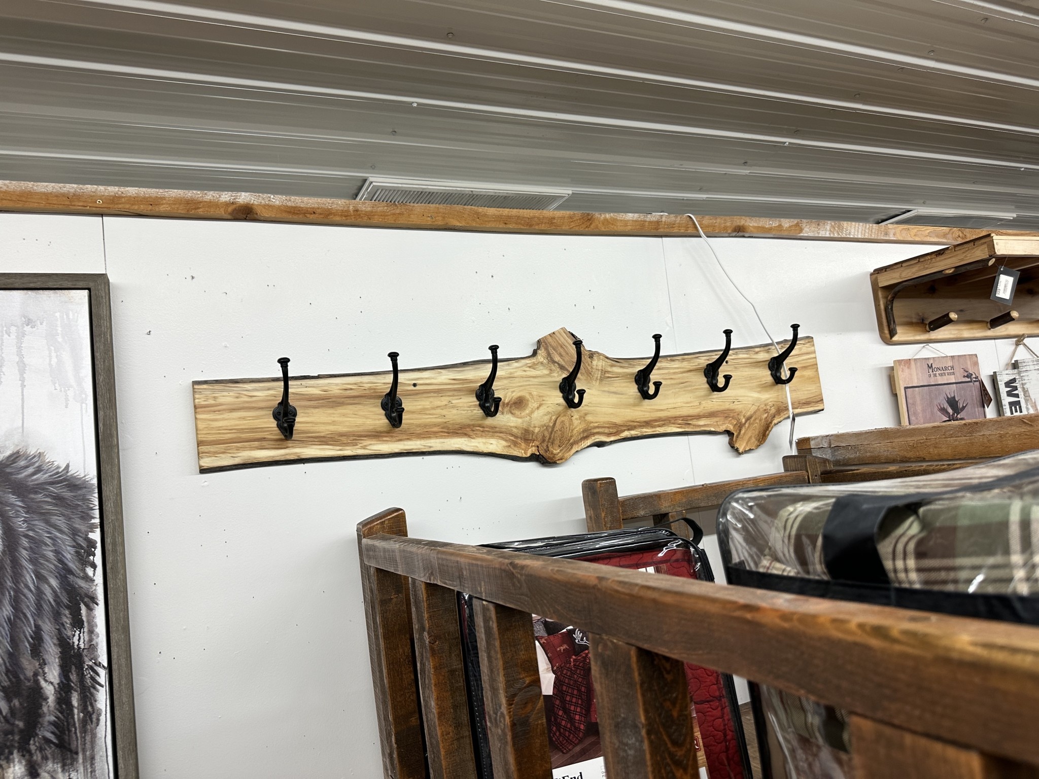 MCE Industries Live Edge Coat Rack - 49"-60"L