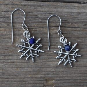cool water jewelry EW665-179 Earrings: Great Outdoor Snowflake & Lapis