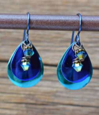 cool water jewelry EW680-197 Margaritaville-Dbl Mermaid Scales/Crystals Earrings