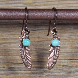 cool water jewelry EW731 Native America Feather Copper Earrings*****