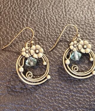 cool water jewelry EW637-198 Earrings: Water's Edge Floral Ring Earrings****