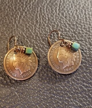 cool water jewelry EW732 Native America Penny/Cube Earrings*****