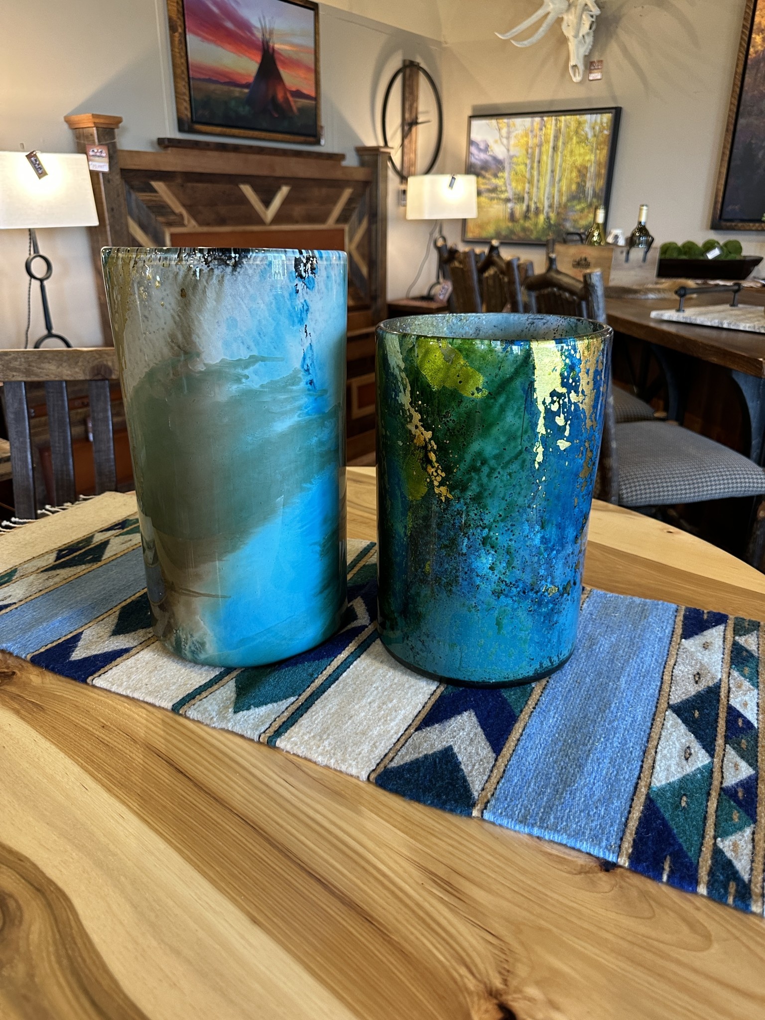 Artisans Hand Painted Cylinder/Vase