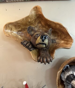 MCE Industries Wood Bowl Art (MEDIUM) with Bear